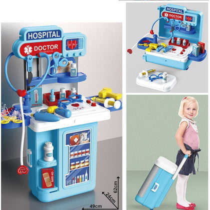 Maletín Hospital De Juguete 4 En 1 Con Accesorios Azul 34pcs Azul