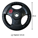 Set 2 Discos Engomado Olímpico 7.5kg Con Agarre (15kg Total) Negro