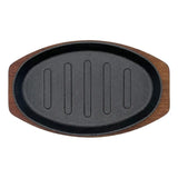 Plancha Plato De Fierro Fundido Con Base Madera 27cms Negro
