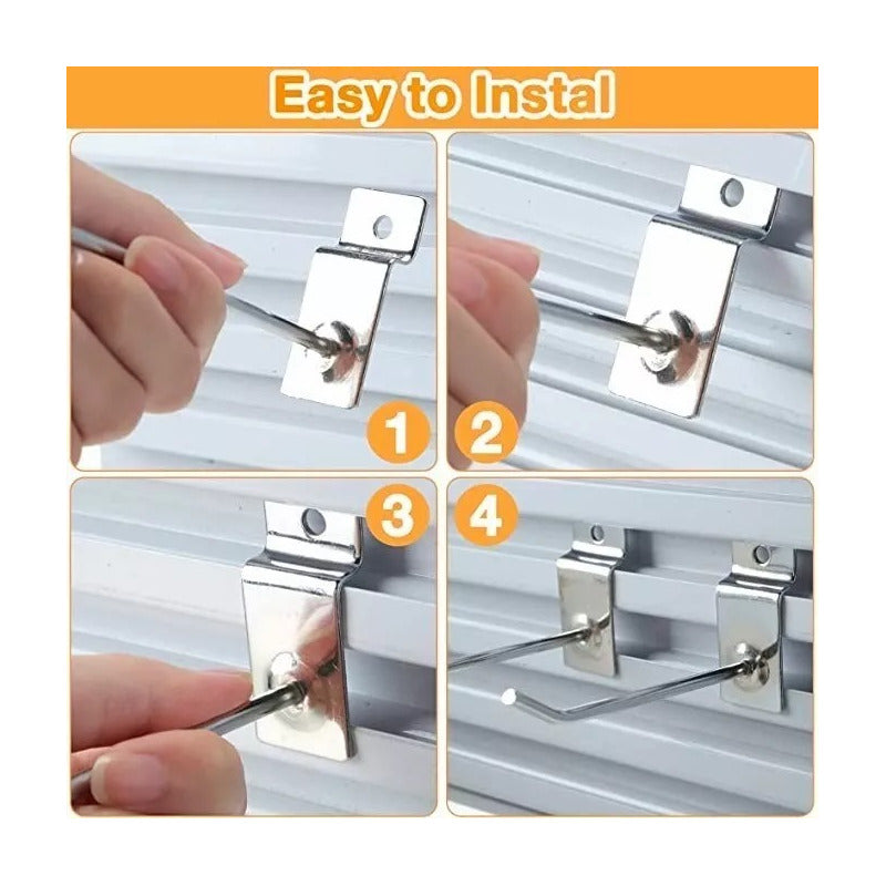 Pack 100 Ganchos Gancheras Panel Ranurado 25 Cm Exhibidor Gris
