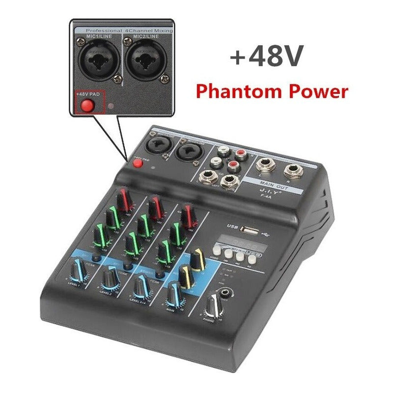 Mesa de Sonido DJ JIY-F4A 4 Canales USB y Bluetooth Altmann