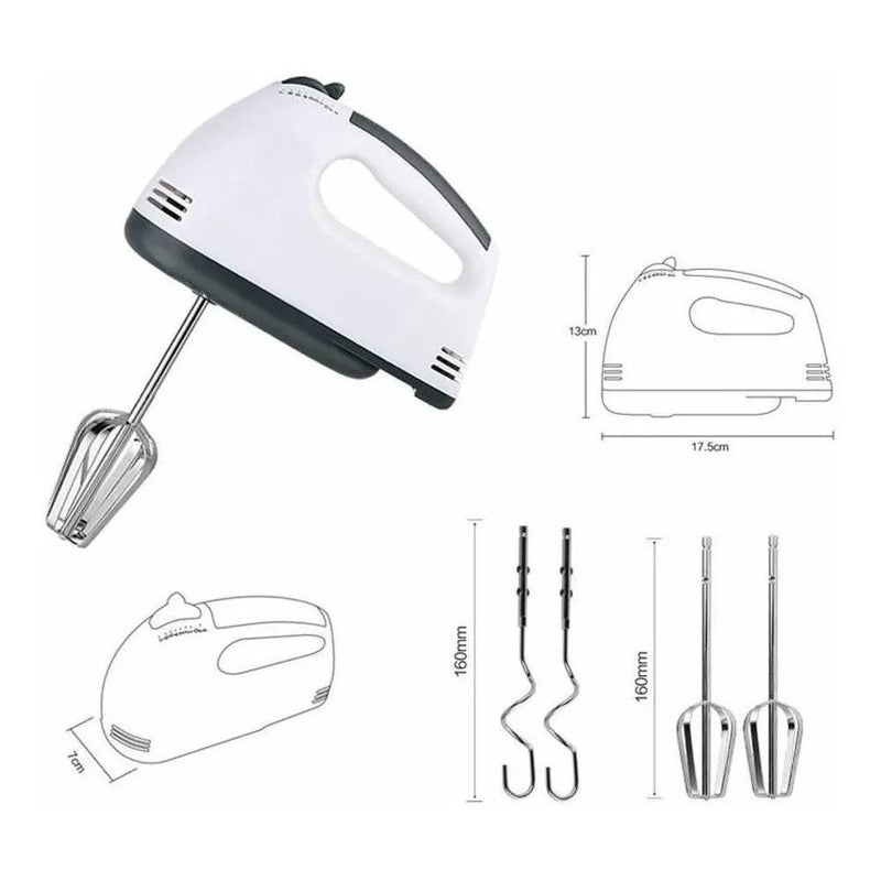 Batidora Electrica 7 Velocidades Haeger Multifuncional Inoxi Blanco