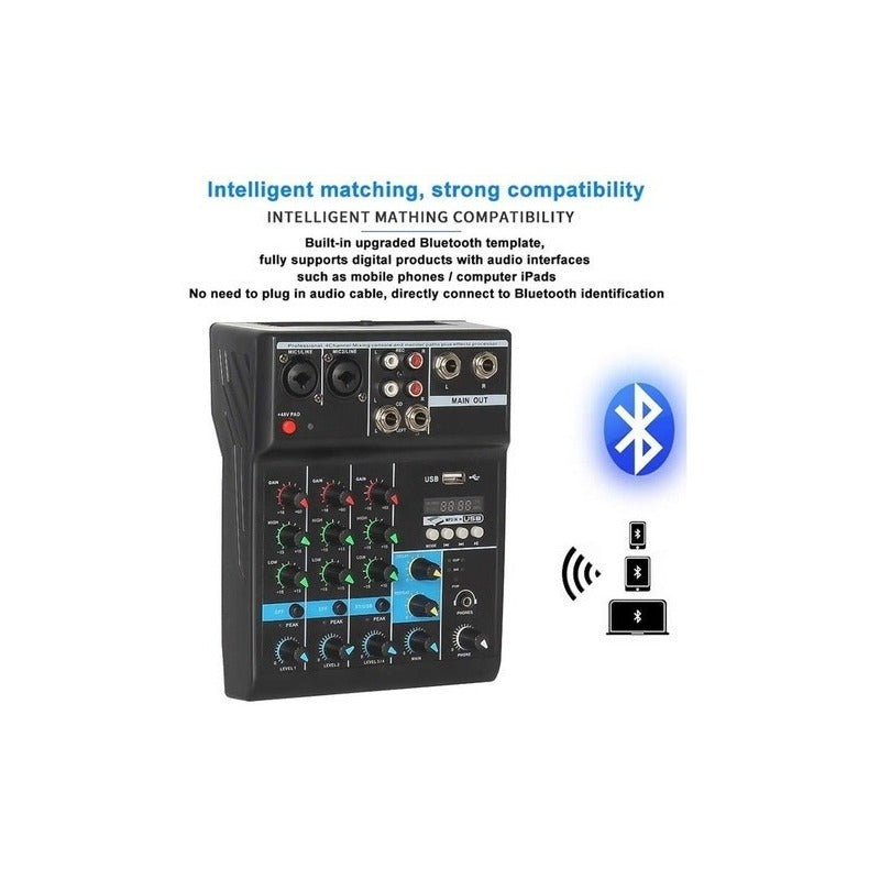 Mesa de Sonido DJ JIY-F4A 4 Canales USB y Bluetooth Altmann