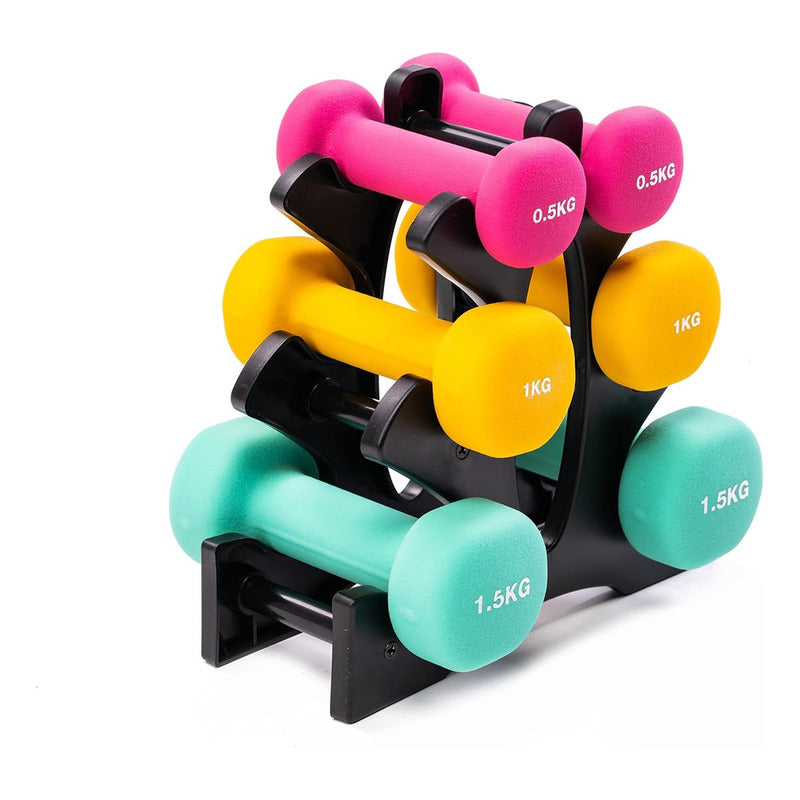 Rack Para Mancuernas Con Soporte Compacto De 3 Niveles Negro