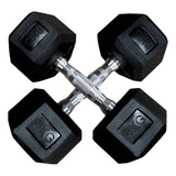 Mancuernas Hexagonales De Caucho 8 Kg (total 16 Kg El Par)  Negro