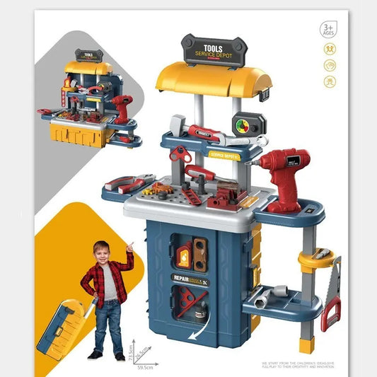Maleta De Juegos 3 En 1 Set De Herramientas Juguetes Niños Azul, Amarillo Y Rojo