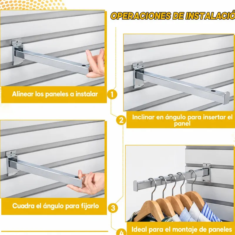 Gancho Recto Altmann 40 Cm Para Panel Ranurado X4 Plateado