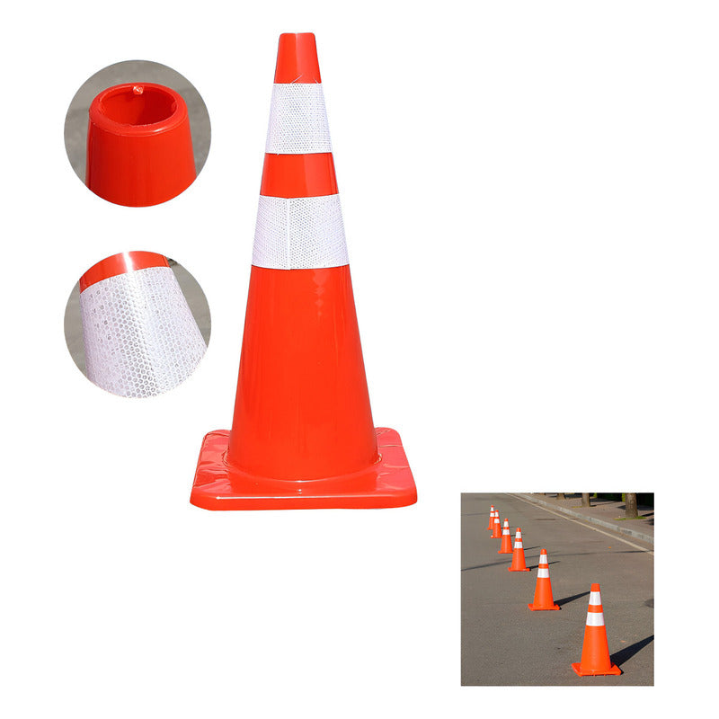 Cono De Seguridad Trafico 70 Cm, 2 Cintas Reflectivas Cono Anaranjado Reflectante