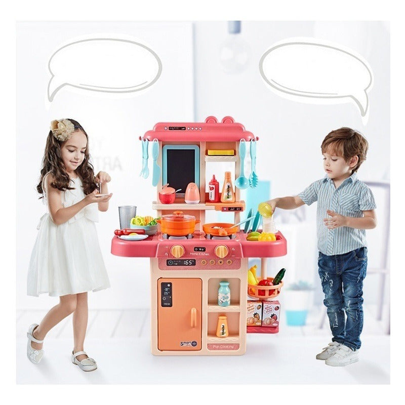Cocina De Juguete 42 Accesorios Estilo Moderno Rosada Import Rosa