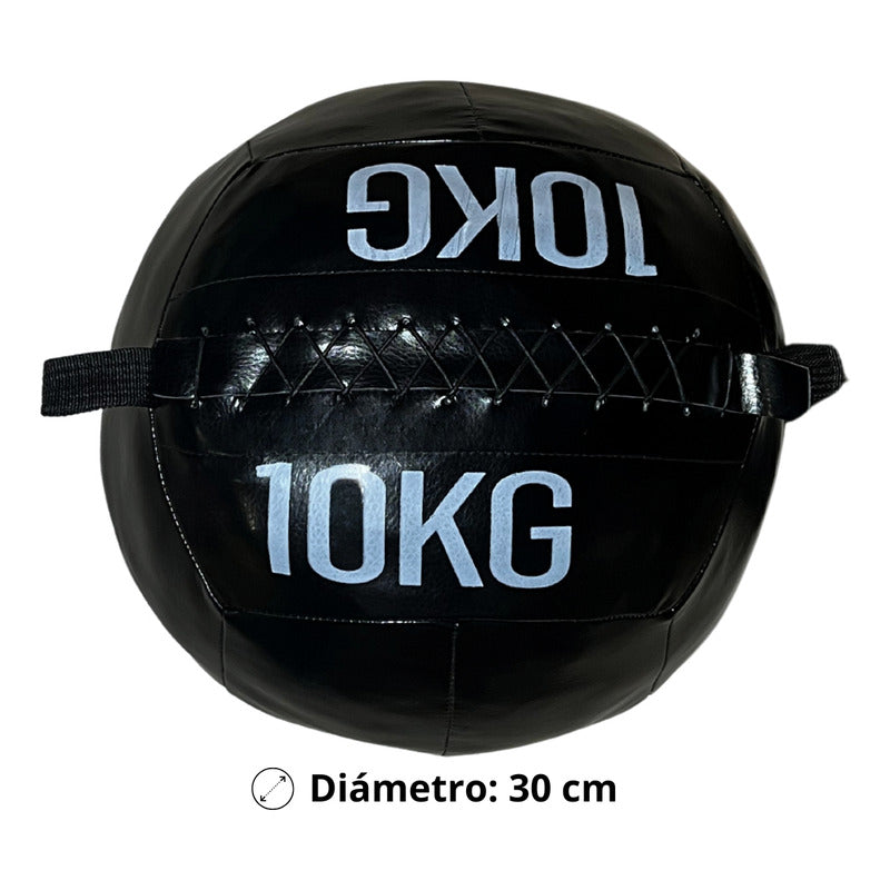 Pelota Ecocuero Medicinal Balón 10 Kg Crossfit/entrenamiento Negro