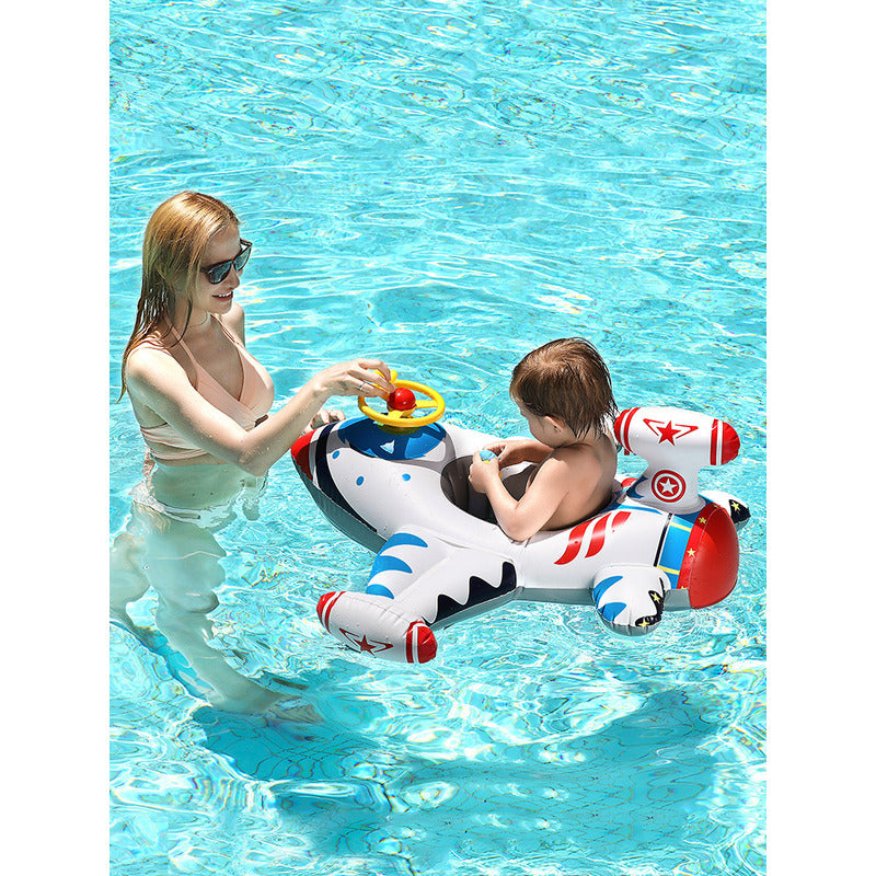 Flotador Inflable Con Manubrio Avion Playa Piscina Bebes