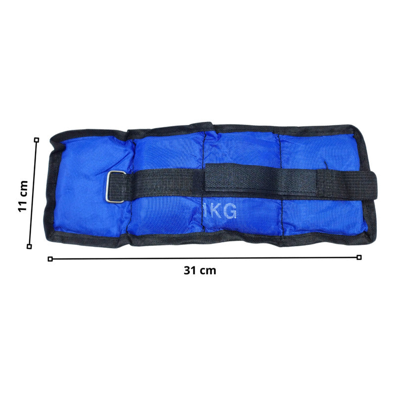 Par De Pesas Tobillera/muñequera De 0,5kg C/u Total 1kg Azul