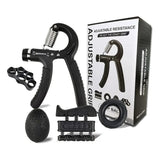 Set 5 En 1 Ejercitador Manos Hand Grip Y Antebrazo 5-60 Kg Negro