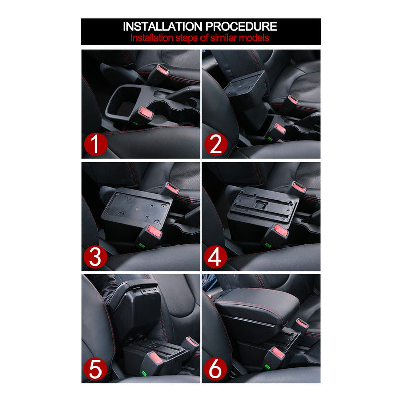 Portavaso Apoya Brazos Auto Universal Base Extensible 7 Usb Negro