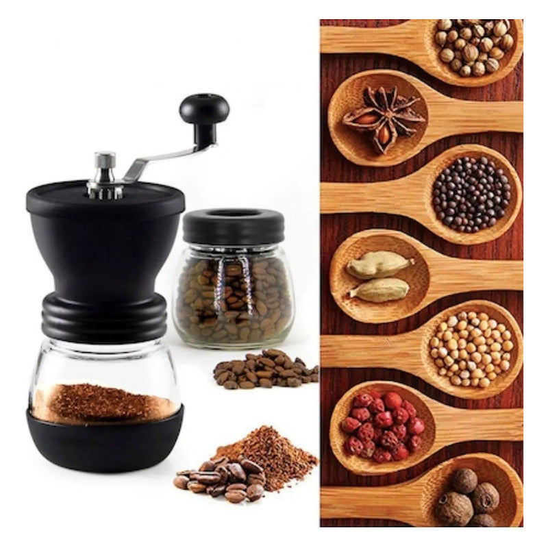 Molinillo De Café Moledor Manual De Granos + Recipiente Negro