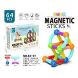 Juguete Didáctico Bloques De Varillas Magnéticos 64 Piezas 64