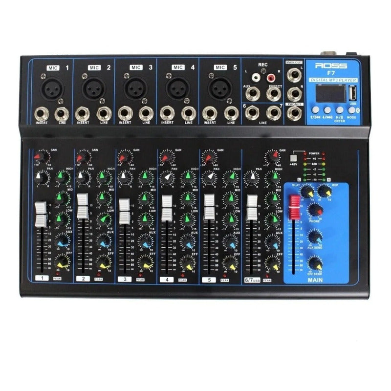 Consola Mezcladora F7 8 Canales Bluetooth y Phantom Power Altmann