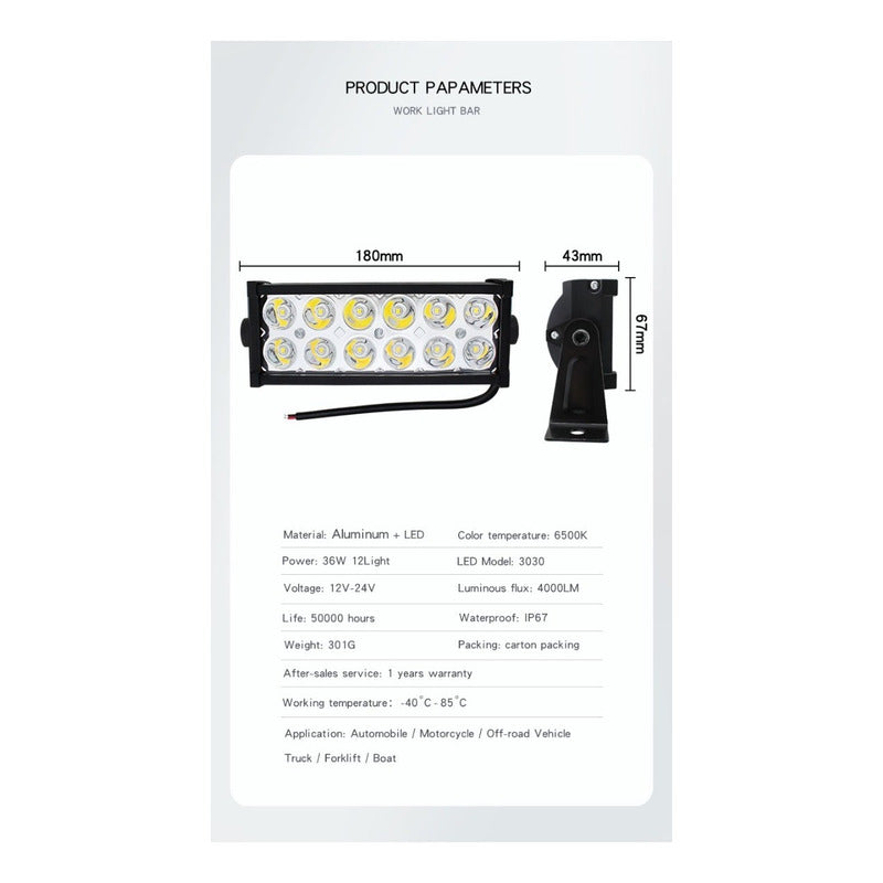 Barra Led Neblinero 36w Auto/camioneta 12 Led Importados