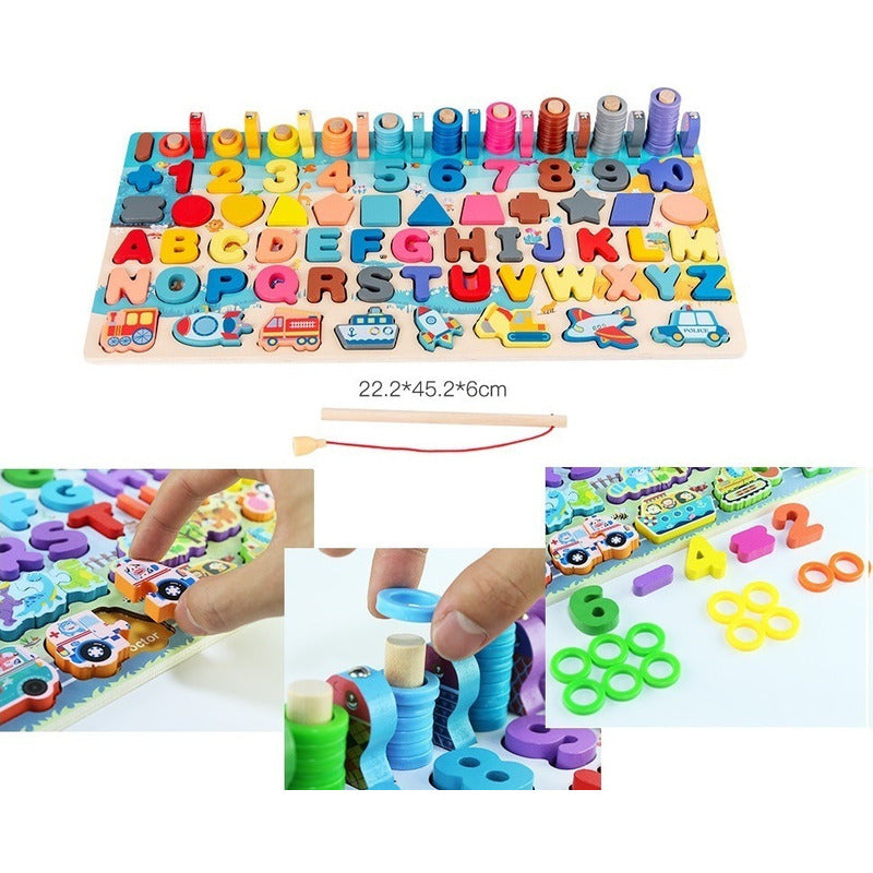 Tabla Didáctica Montessori Madera Números Figuras Geométrica
