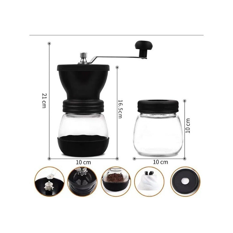 Molinillo De Café Moledor Manual De Granos + Recipiente Negro