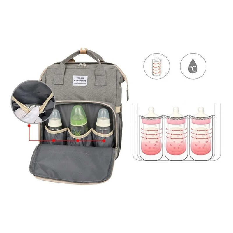 Mochila 3 En 1 Pañalera Cuna Y Mudador Portátil Para Bebés