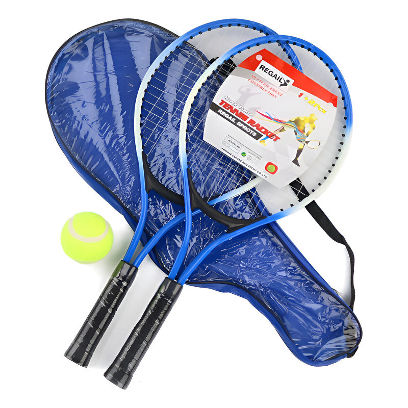 Raquetas Par De Tenis Basic 21 + Pelota Azul