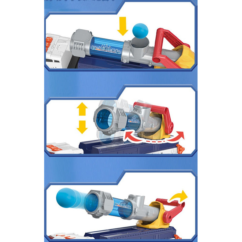 Camión De Juguete Lanza Pelotas Bazooka + Autitos Camion Lanza Autos Azul
