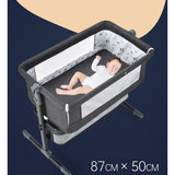 Cuna Colecho Con Mudador + Colchon Confortable + Accesorios Gris Oscuro