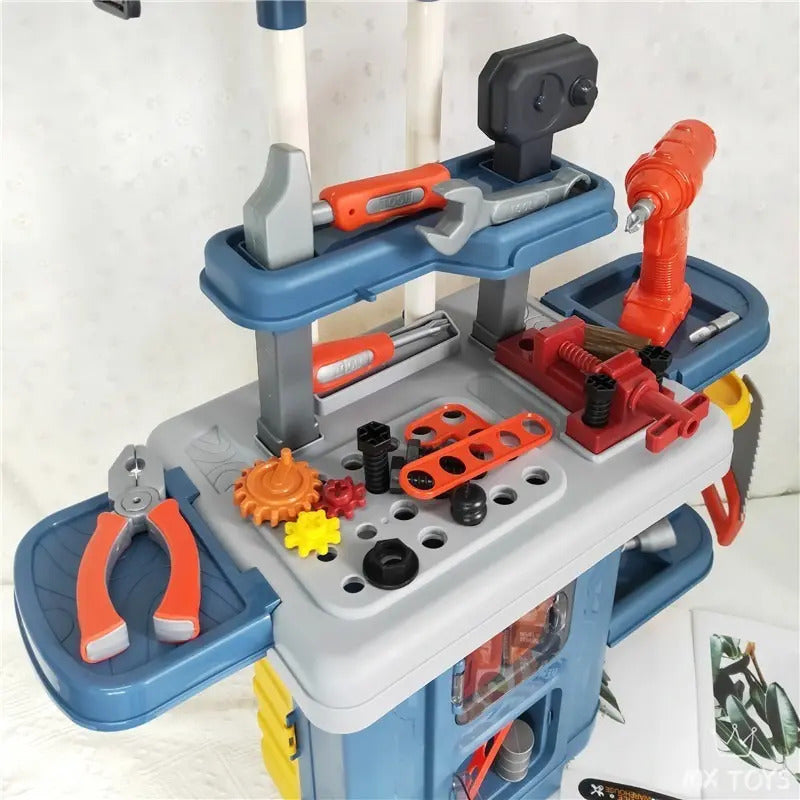 Maleta De Juegos 3 En 1 Set De Herramientas Juguetes Niños Azul, Amarillo Y Rojo