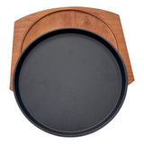 Plancha Plato Redondo De Fierro Fundido Con Madera 29cms Negro
