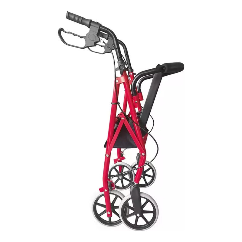 Andador Burrito Con Asiento 4 Ruedas Plegable Liviano Burdeo