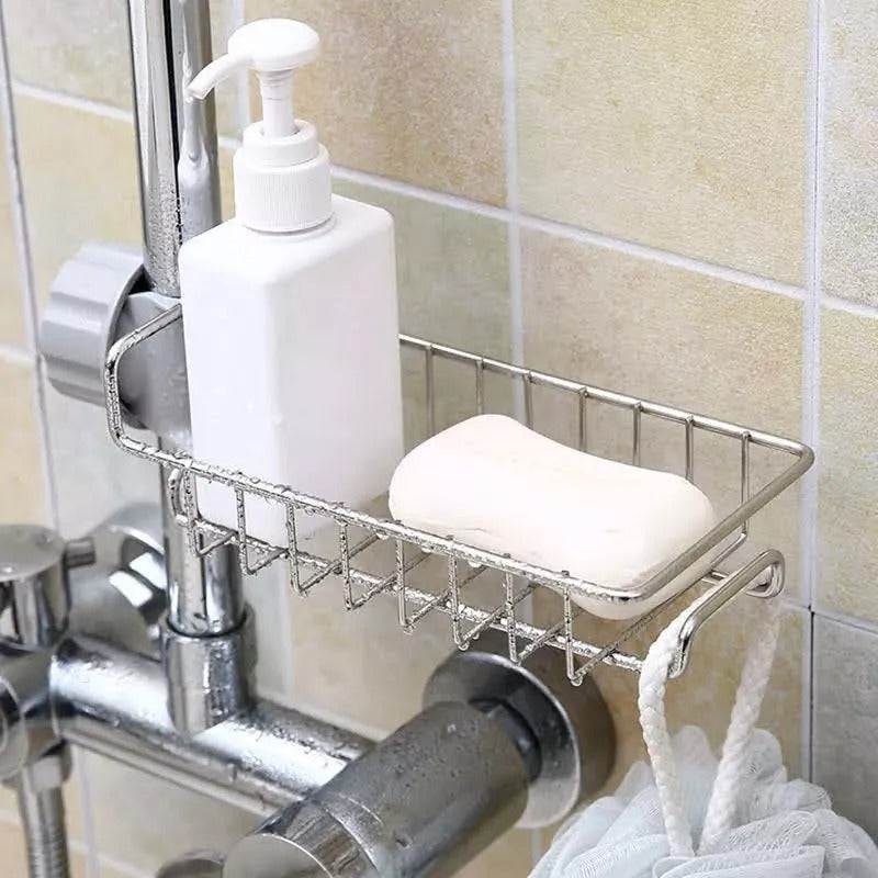 Rejilla Escurridor Esponja Soporte Grifo Organizador Metalic Gris