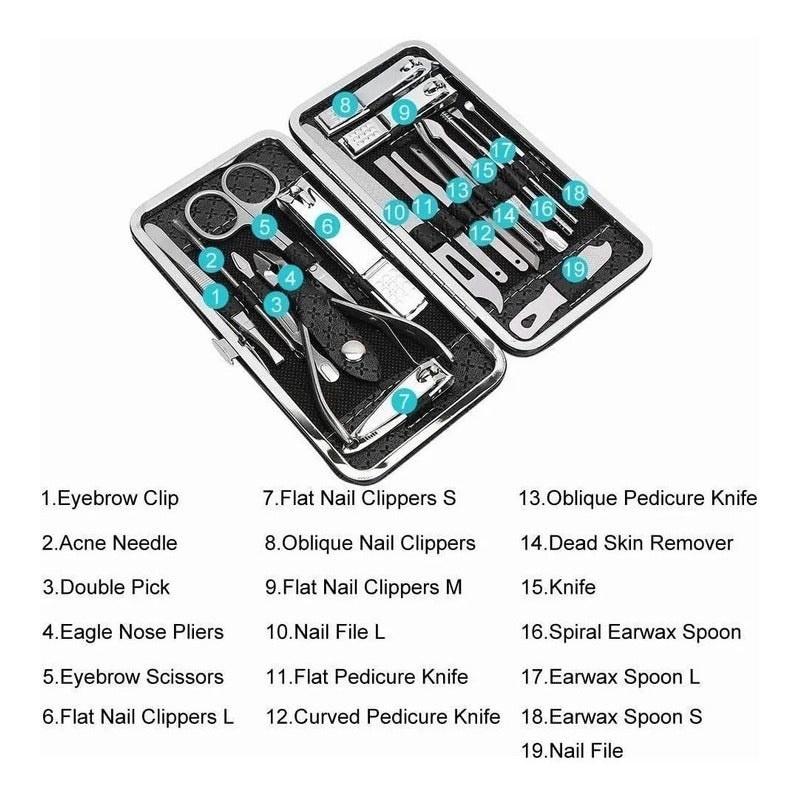 Set Manicure 19 Piezas Herramientas Para Uñas Pies Importada