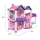 Casa De Muñecas Infantil Con Muebles Y Animales 60x22x38 Cm Rosa
