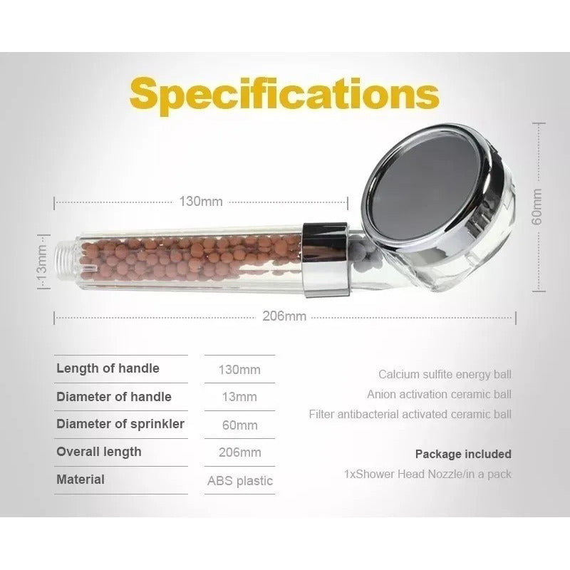 2 X Cabezal Ducha Teléfono Mango Filtro Ahorro Agua Purific Transparente