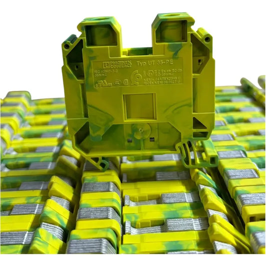 Borne Tierra Industrial Phoenix Contact Ut 35-pe Caja 50u Verde