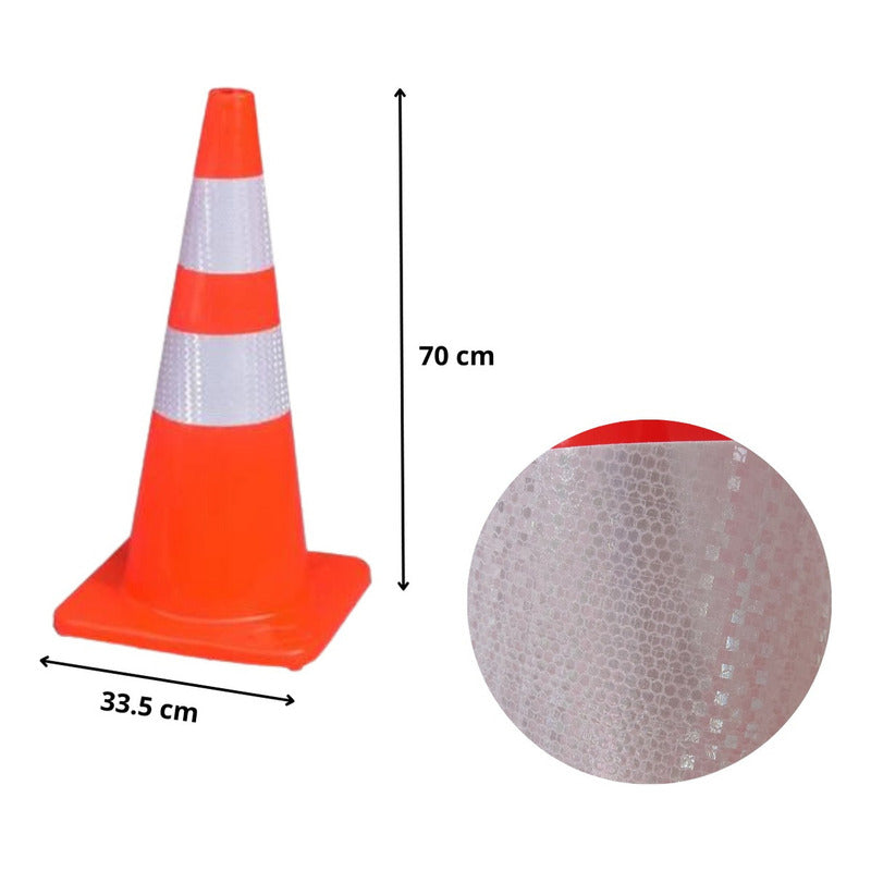 Cono De Seguridad Trafico 70 Cm, 2 Cintas Reflectivas Cono Anaranjado Reflectante