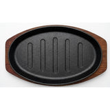 Sartén De Hierro Fundido Con Base De Madera 23x15cms Negro