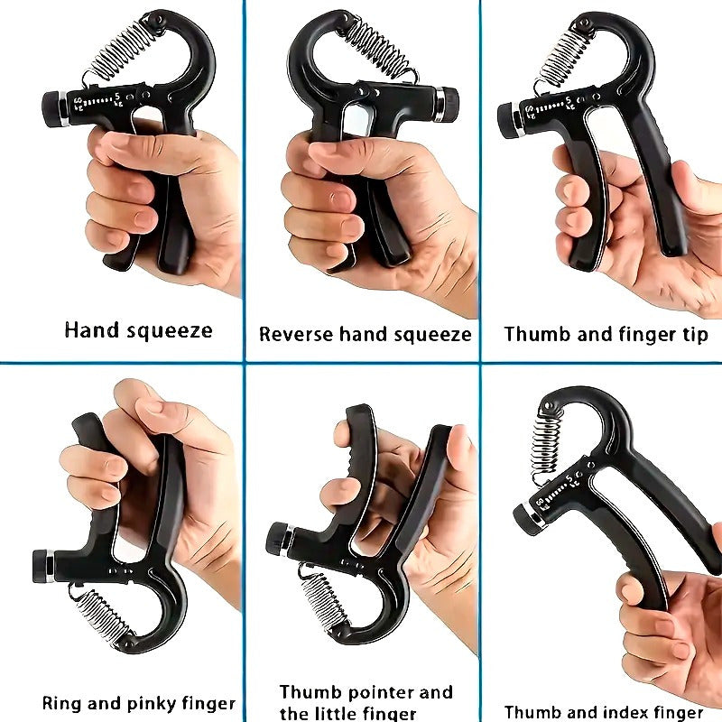 Set 5 En 1 Ejercitador Manos Hand Grip Y Antebrazo 5-60 Kg Negro