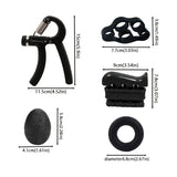 Set 5 En 1 Ejercitador Manos Hand Grip Y Antebrazo 5-60 Kg Negro