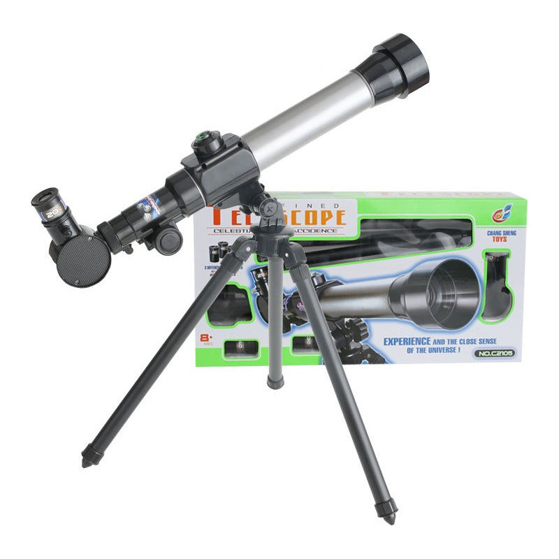 Telescopio Infantil De Iniciacion + 3 Lentes Importado Gris