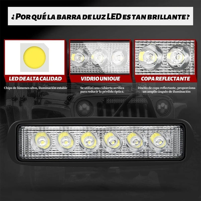 Pack 2 Focos LED Neblineros Barra LED 4x4 18W Altmann