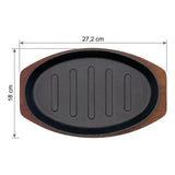 Plancha Plato De Fierro Fundido Con Base Madera 27cms Negro