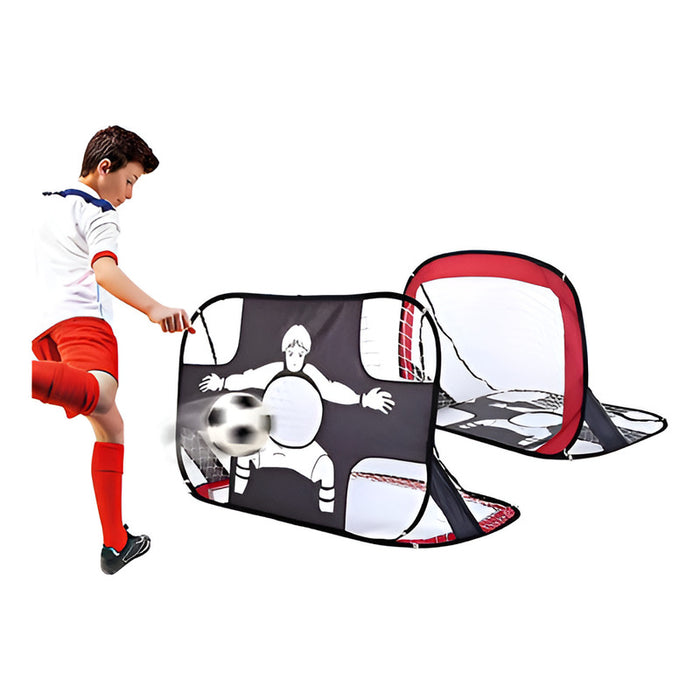 Arco Portería De Futbol 5 Tiros Doble Uso Entrenamiento Negro, Rojo Y Blanco