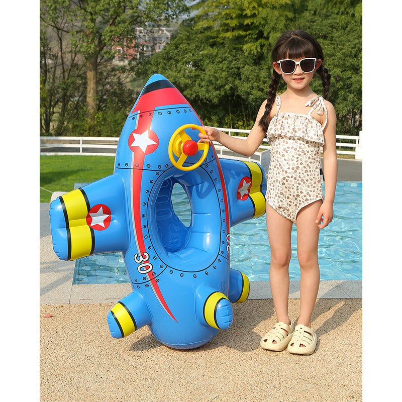 Flotador Inflable Con Manubrio Avion Playa Piscina Bebes