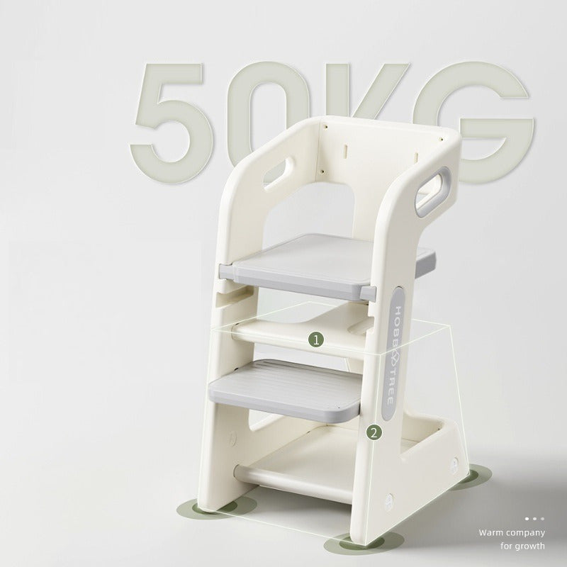Silla de Comer para Bebé Multifuncional con Adaptador Plegable - Blanco