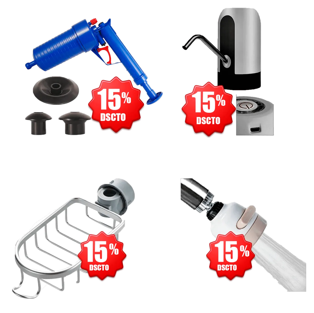 Pistola Sopapo Para Destapar Cañeria, dispensador de agua eléctrico automático, Estante de almacenamiento colgante, Grifo Giratorio
